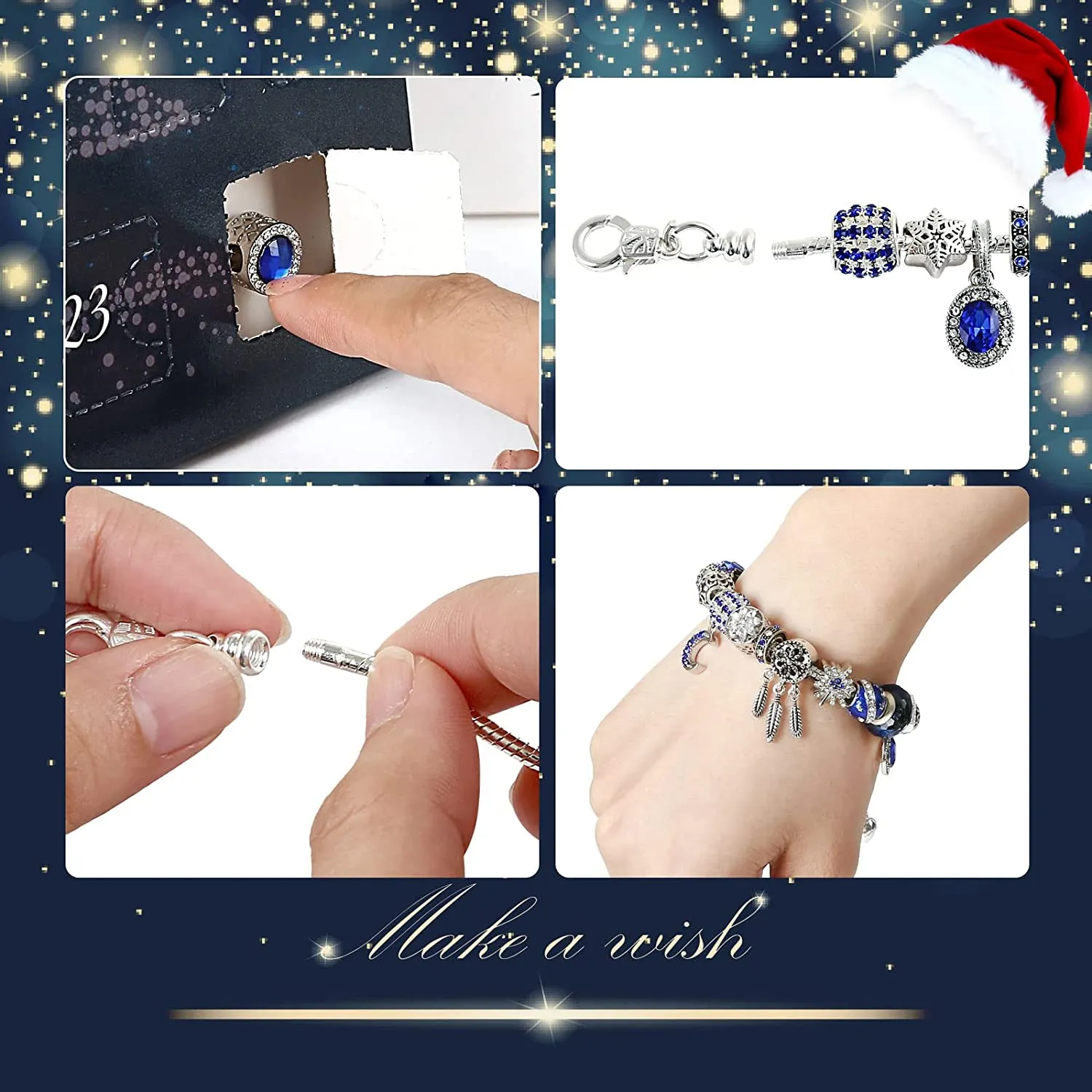 Naler Calendario dell'Avvento 2022 24 Accessori di Natalizio, Ciondolo Regalo per casa Natale Costume Festa (Gioielli 5)