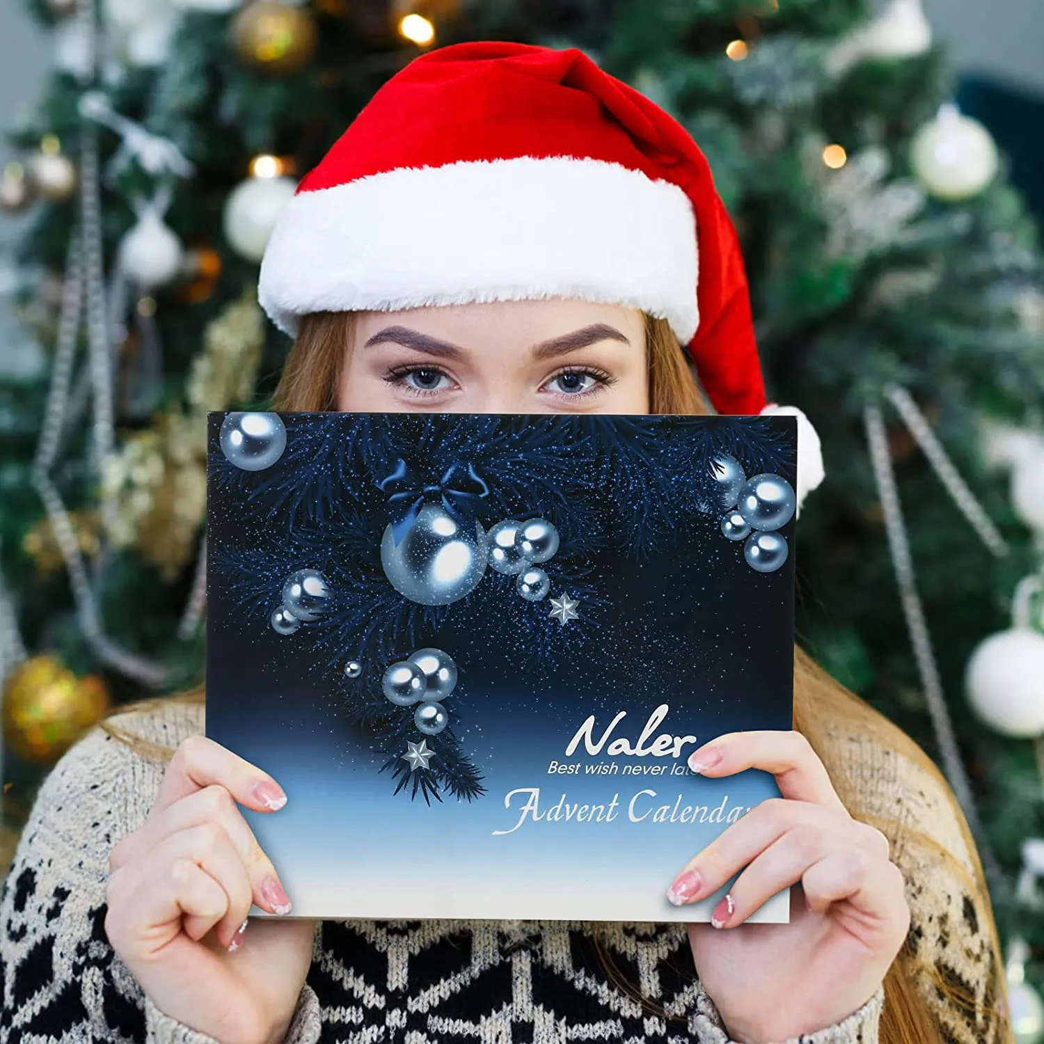 Naler Calendario dell'Avvento 2022 24 Accessori di Natalizio, Ciondolo Regalo per casa Natale Costume Festa (Gioielli 5)