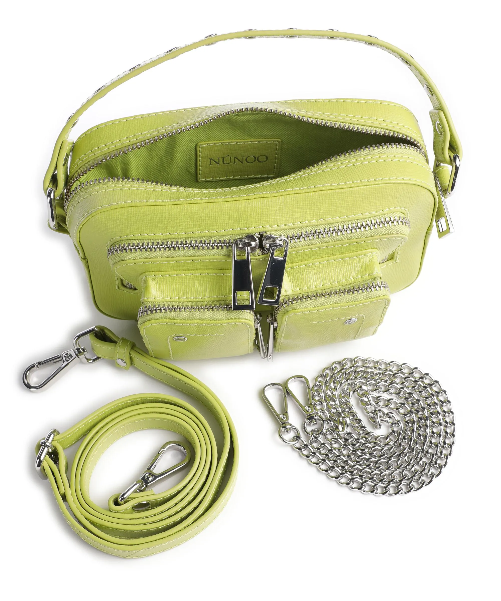  Núnoo Florence Helena Borsa a tracolla pelle a grana fine verde chiaro  
