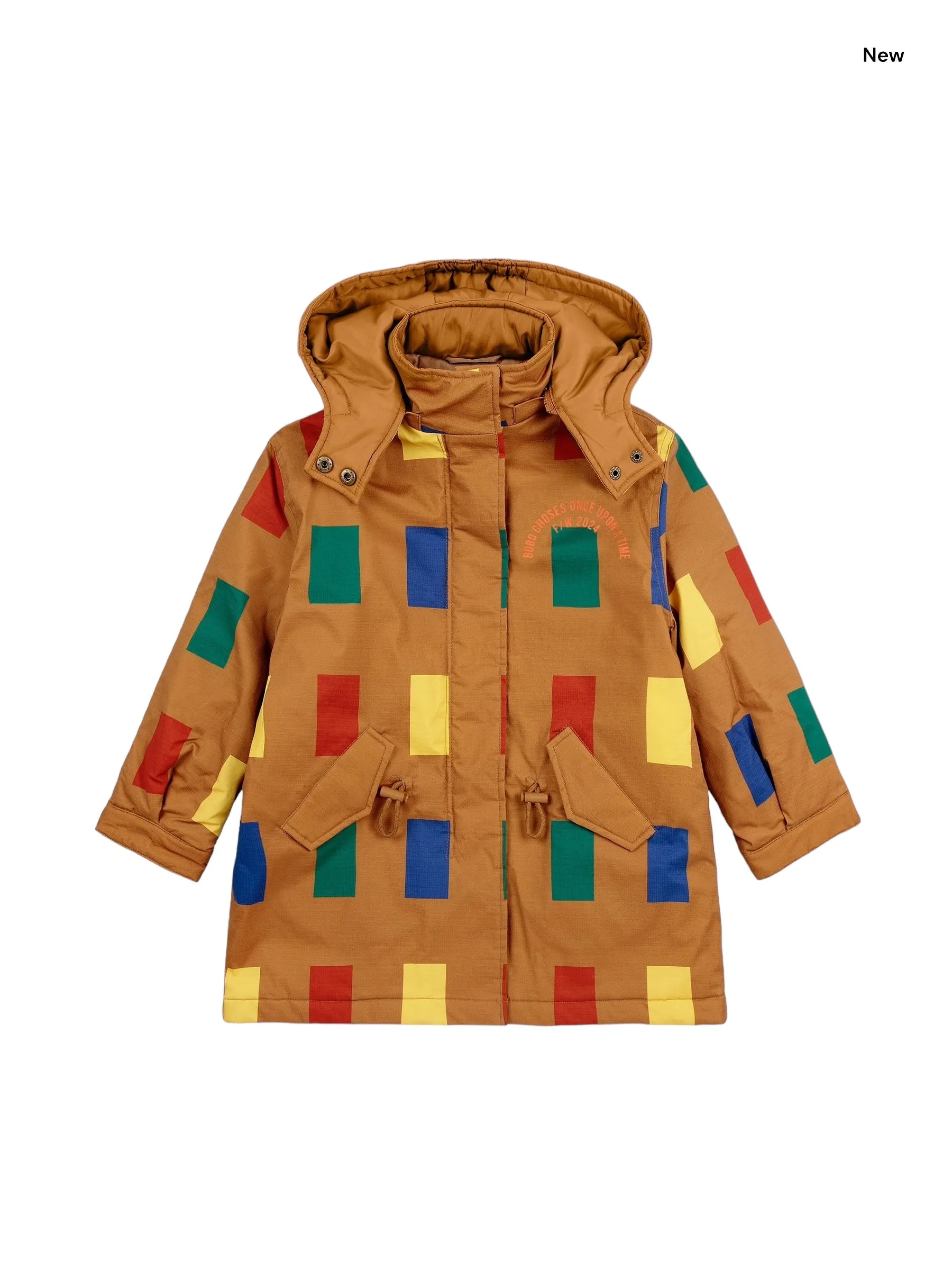 Parka biscotto con stampa multicolor all over per bambini