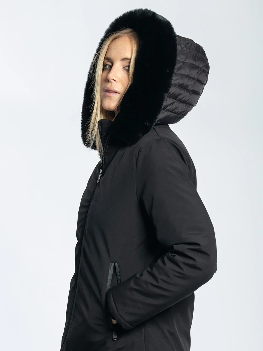 Parka corto con cappuccio staccabile