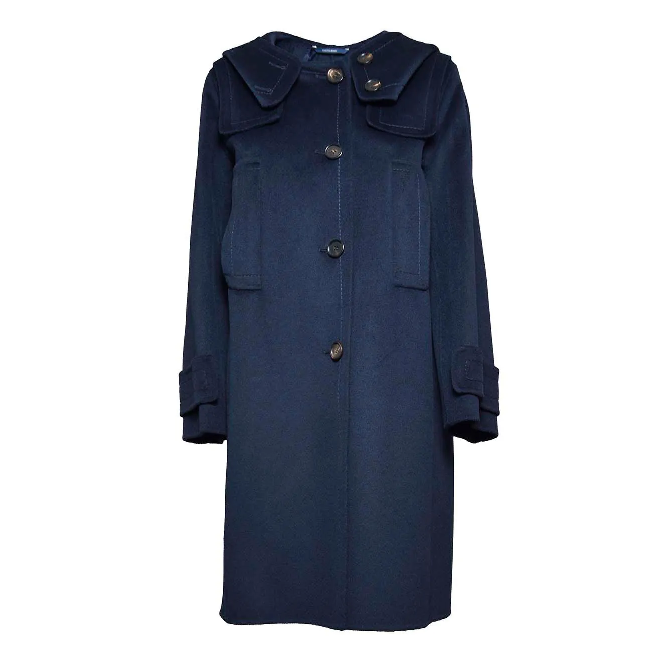 Parka Mont in lana vergine blu con cappuccio S Max Mara
