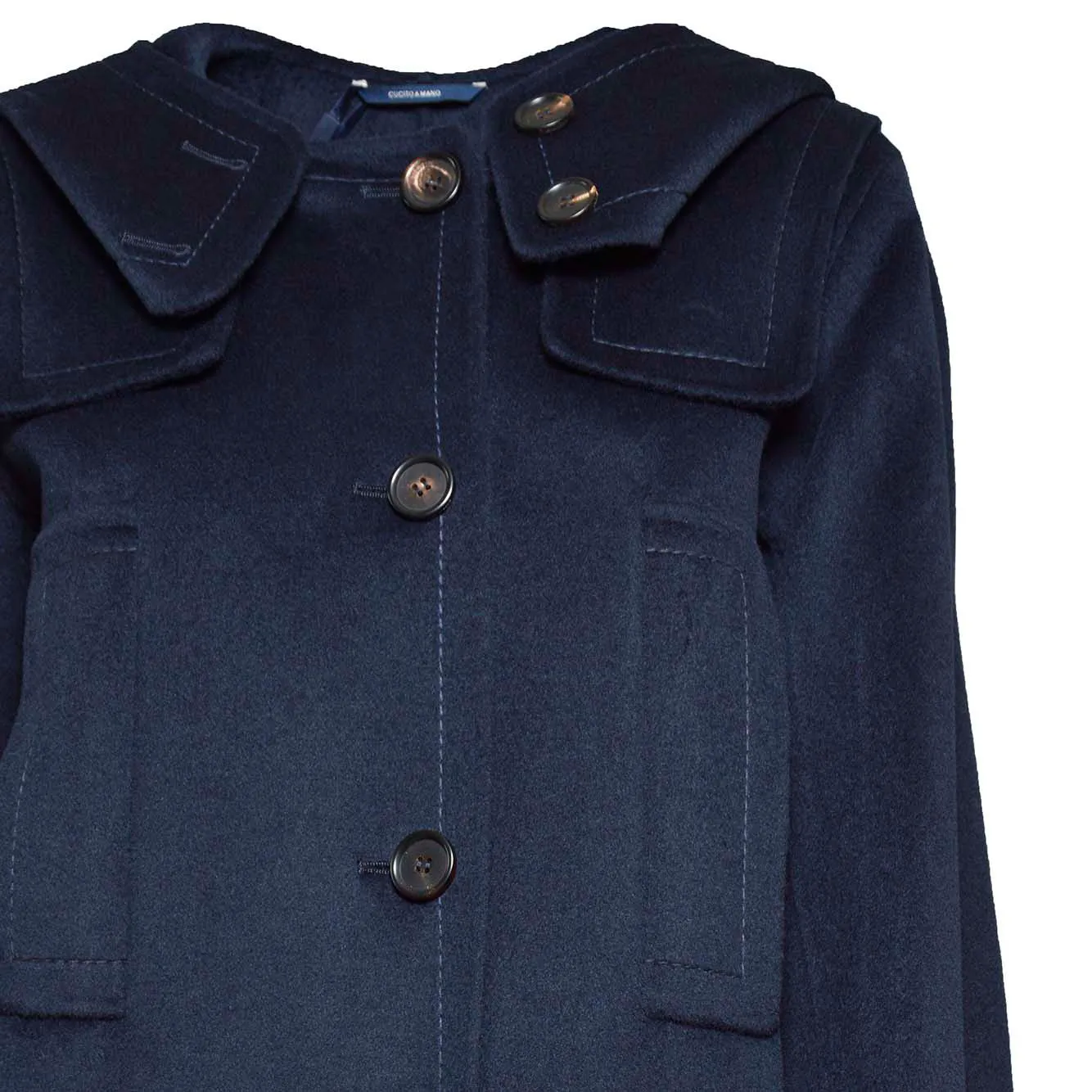 Parka Mont in lana vergine blu con cappuccio S Max Mara