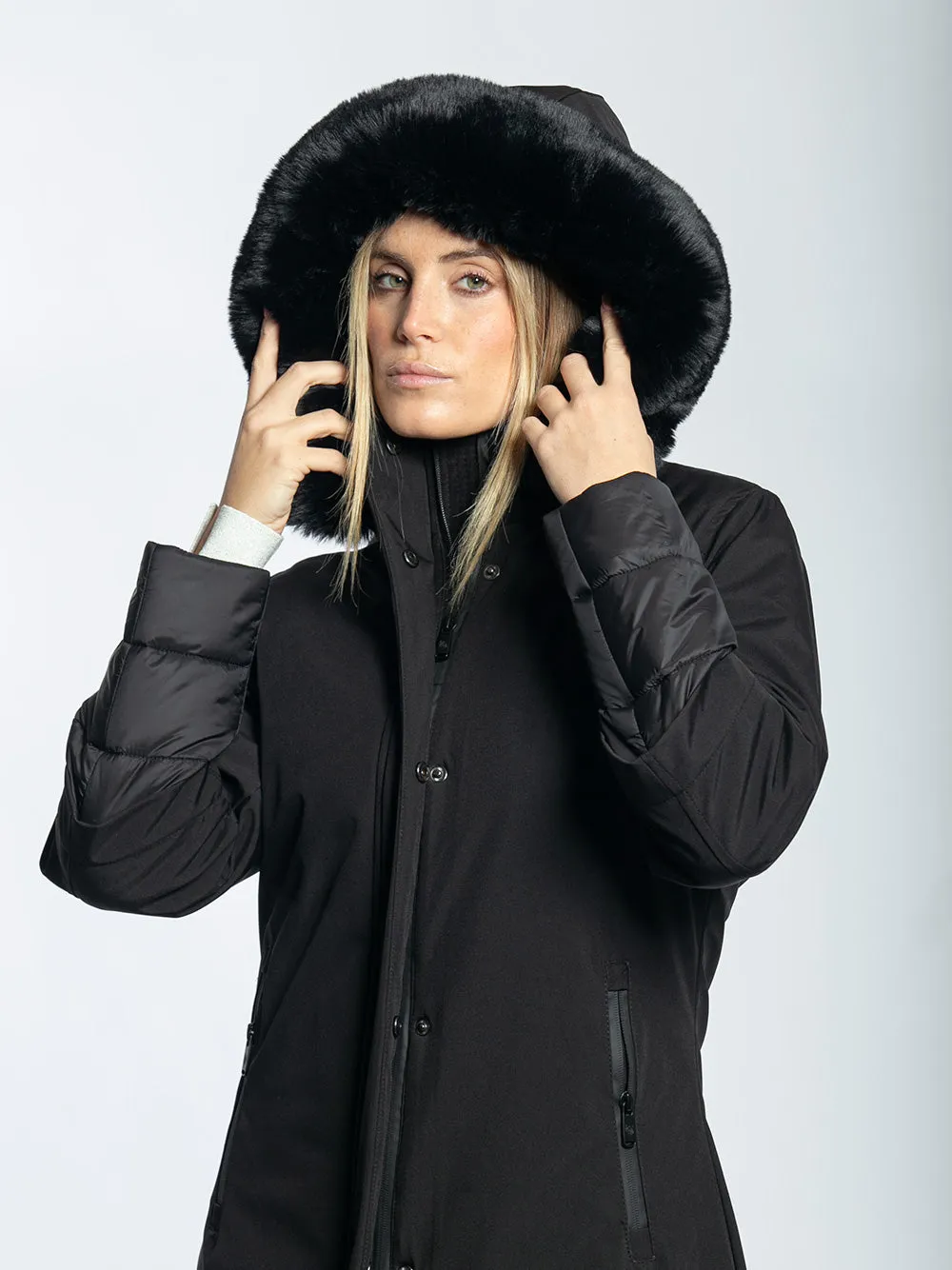 Parka tre quarti con cappuccio staccabile