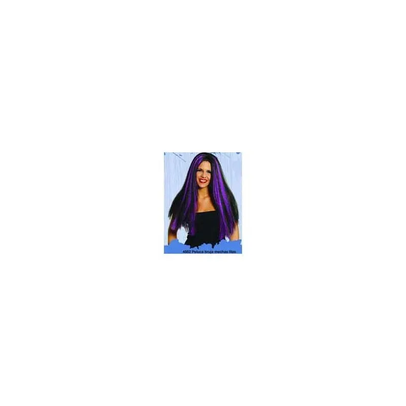 PARRUCCA LUNGA LISCIA CAPELLI NERI CON MACHE FUCSIA HIGH QUALITY GUIRCA