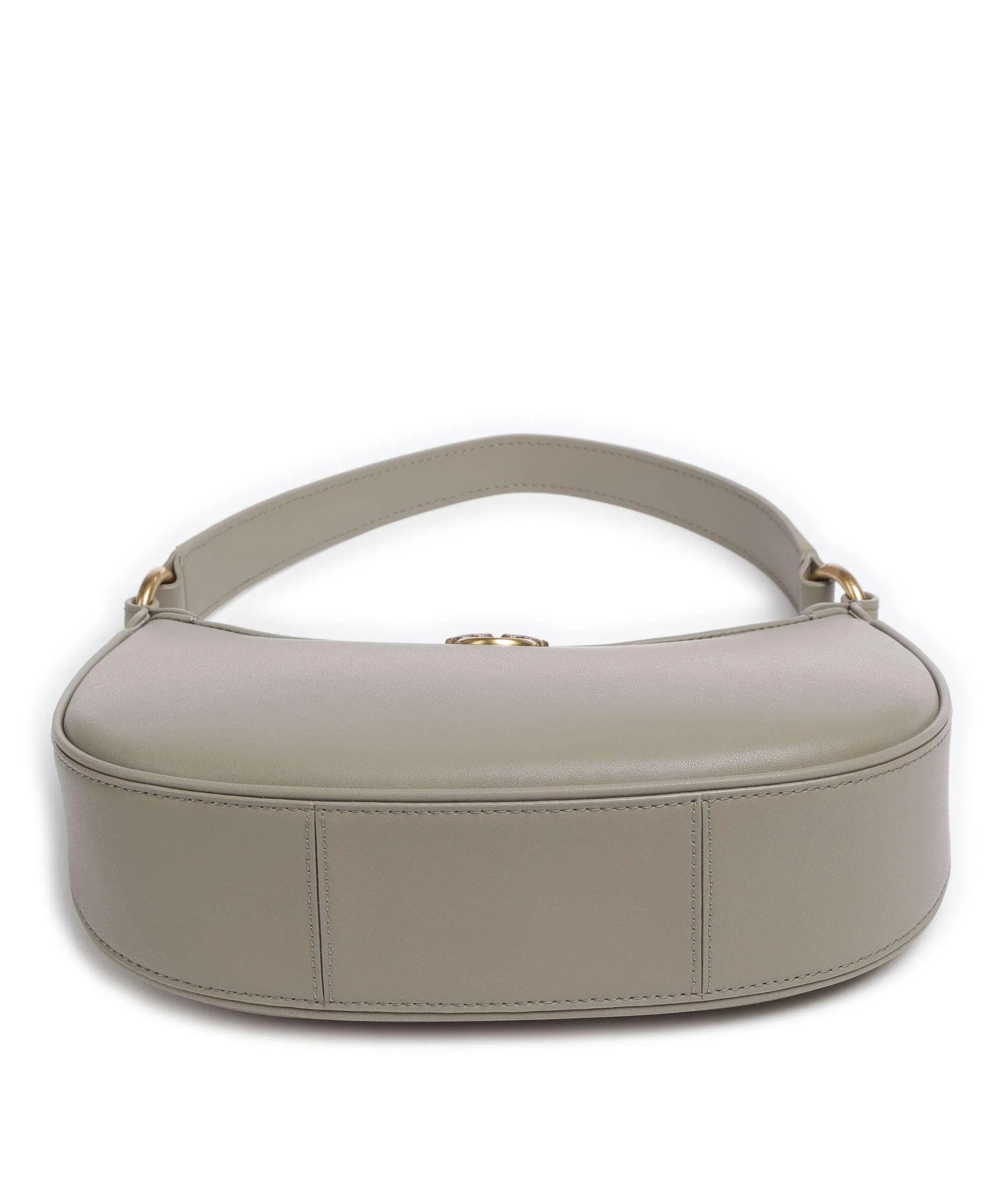 Pinko Half Moon Mini Borsa a spalla pelle a grana fine taupe  
