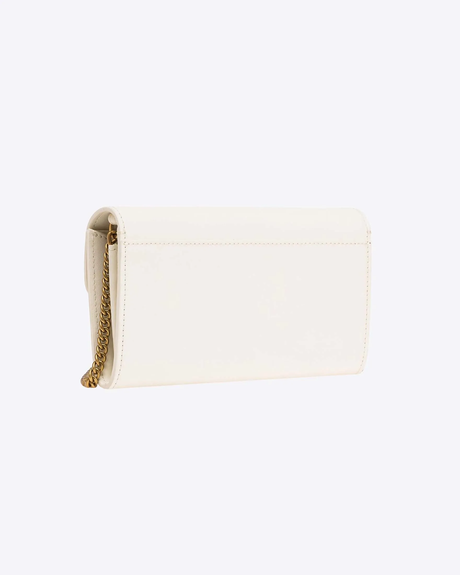 Pocket Love Bag in pelle avorio con patta di chiusura e fibbia dorata Love Birds