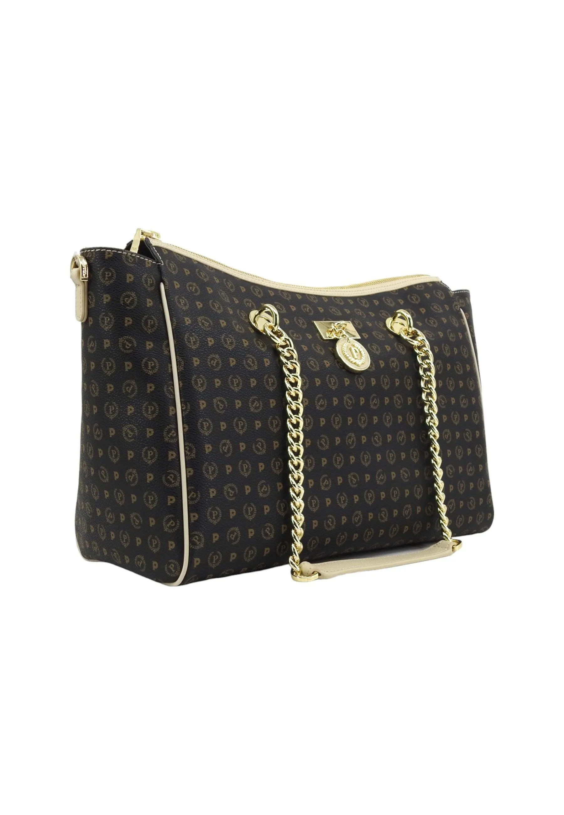 POLLINI Borsa Tote Donna Nero Avorio TE8518PP0HQ1100C