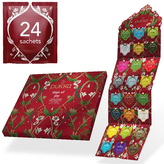 Pukka Herbs | Calendario dell'Avvento con tisane biologiche Days of Joy | Idea regalo | Eco-friendly e sostenibile | Senza ciocc