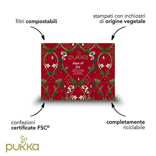 Pukka Herbs | Calendario dell'Avvento con tisane biologiche Days of Joy | Idea regalo | Eco-friendly e sostenibile | Senza ciocc