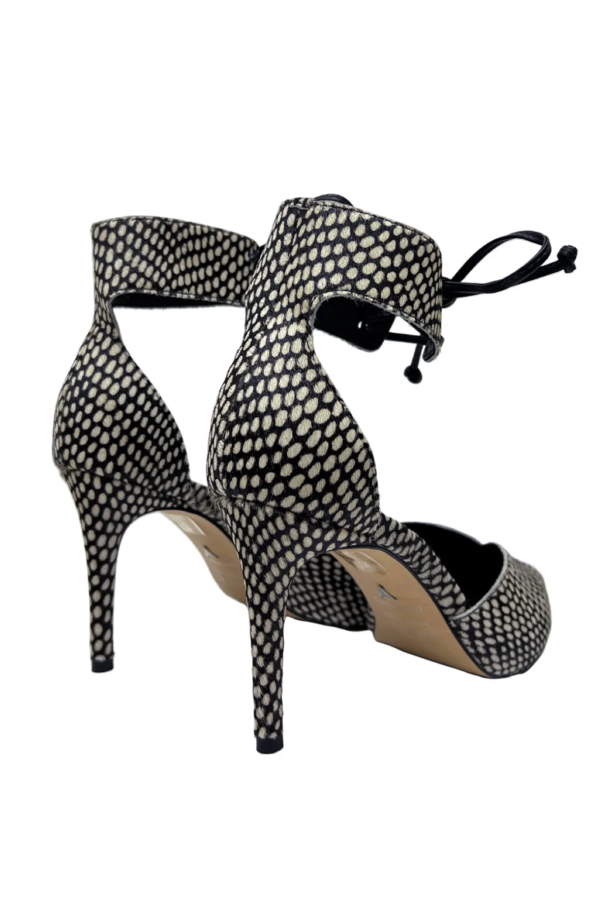 Scarpa donna modello decollete stringata con chiusura laccio e bracciale in pelo pitonata