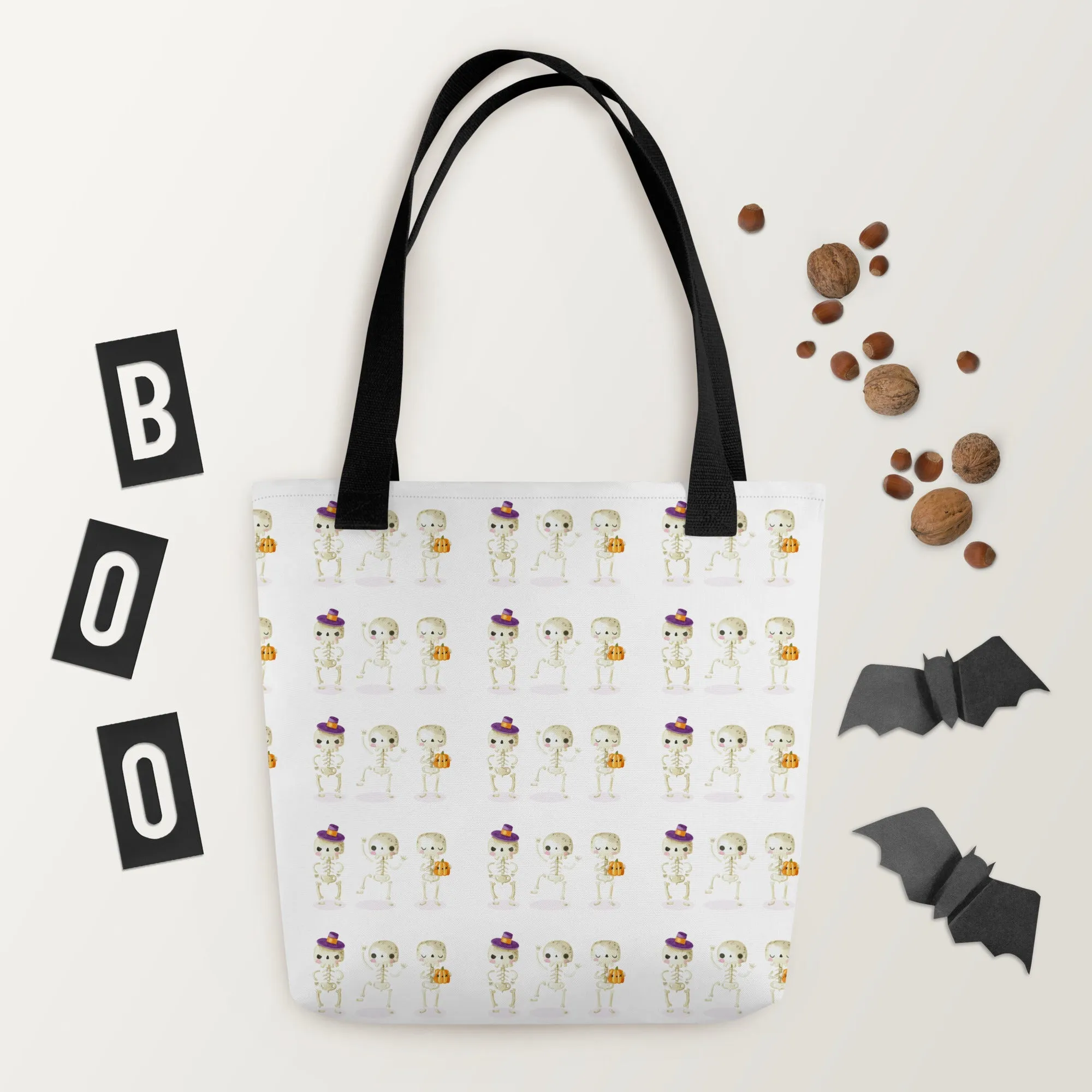 Shopping bag con piccoli scheletri di Halloween