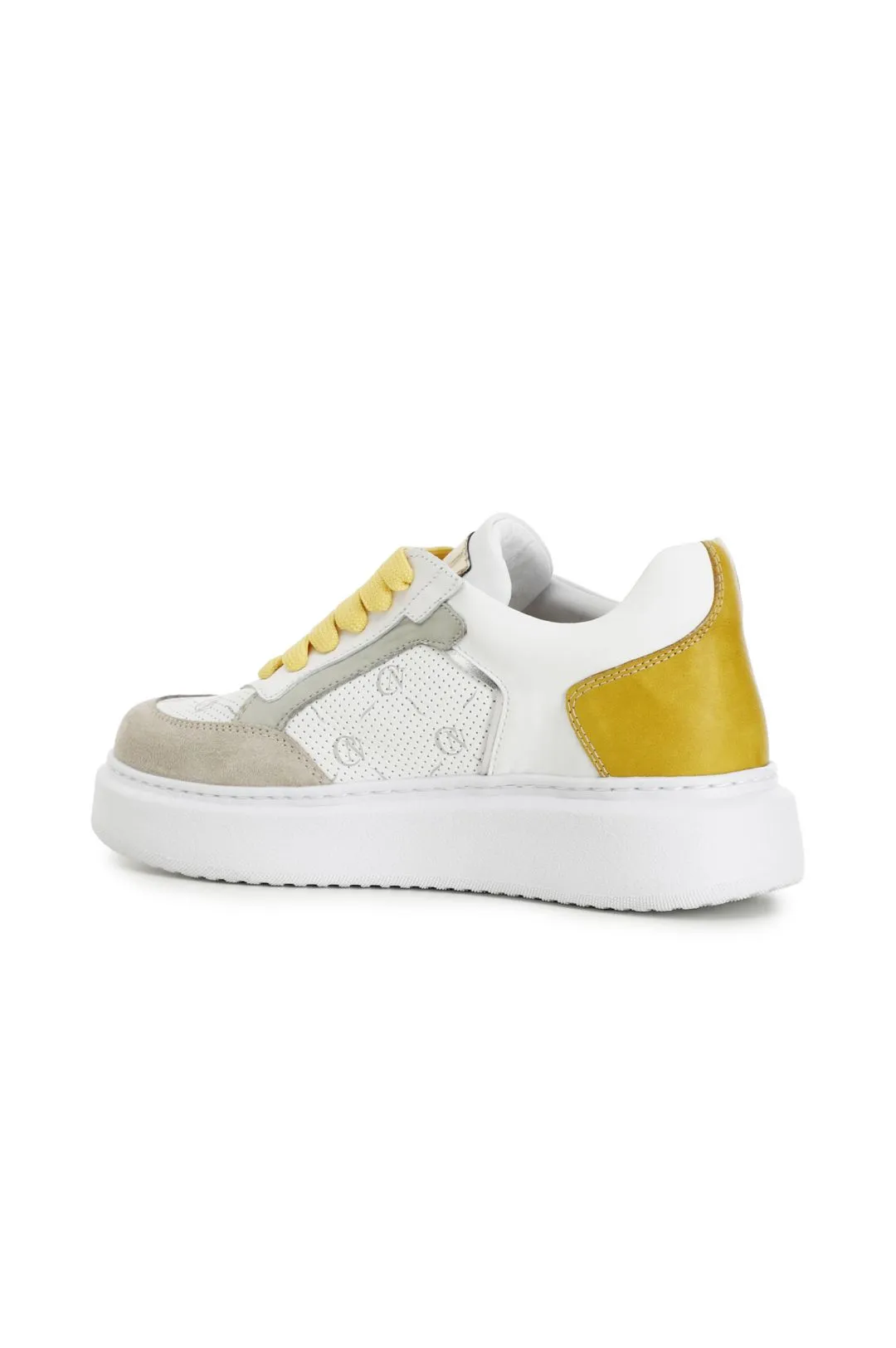 sneakers multicolor in pelle con logo cafènoir su suola a cassetta multi giallo