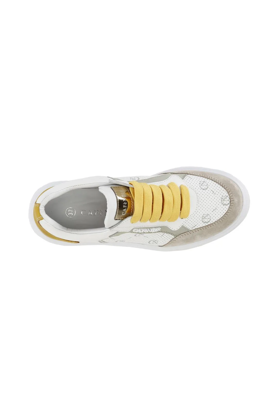 sneakers multicolor in pelle con logo cafènoir su suola a cassetta multi giallo