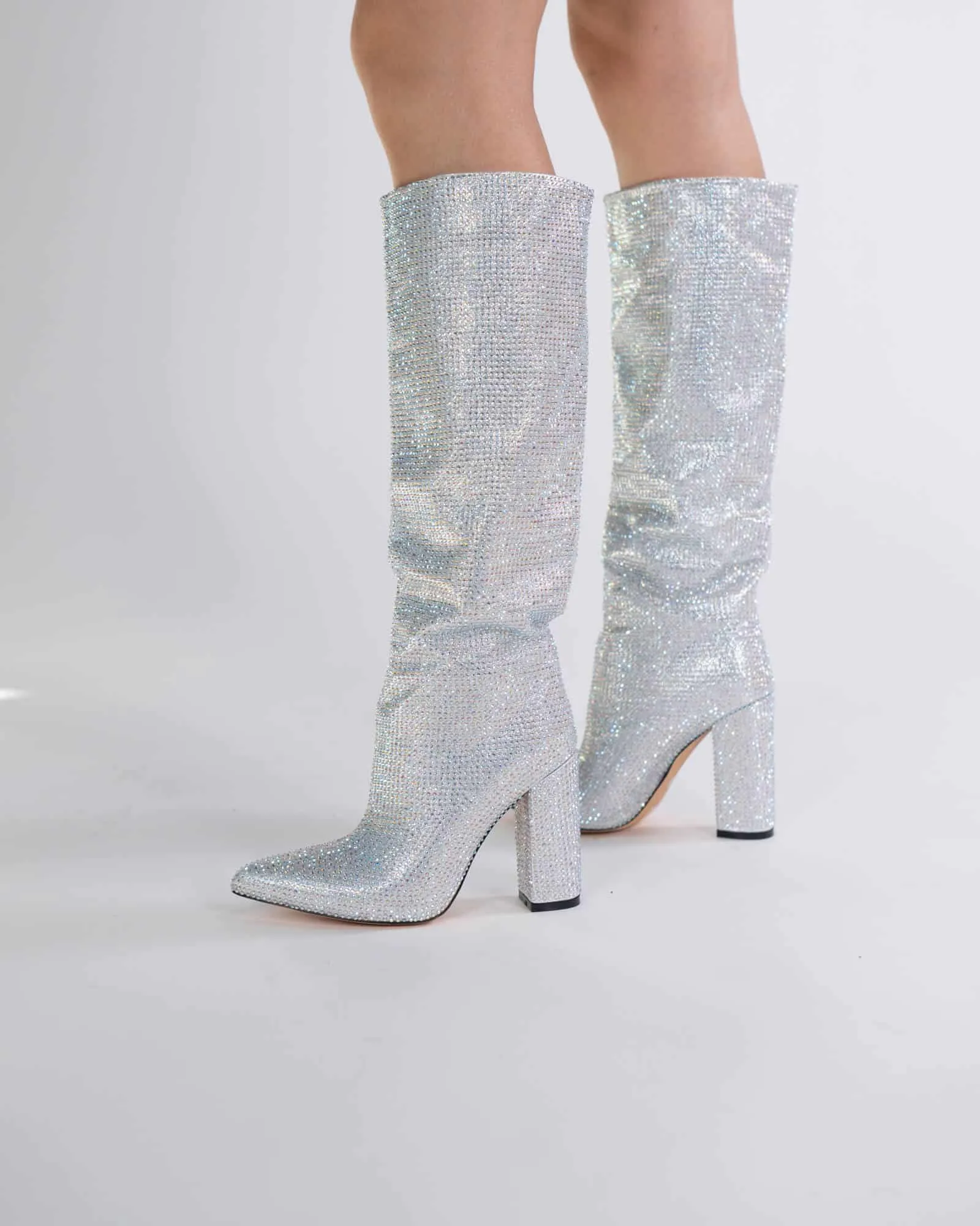 Stivali con strass - Argento