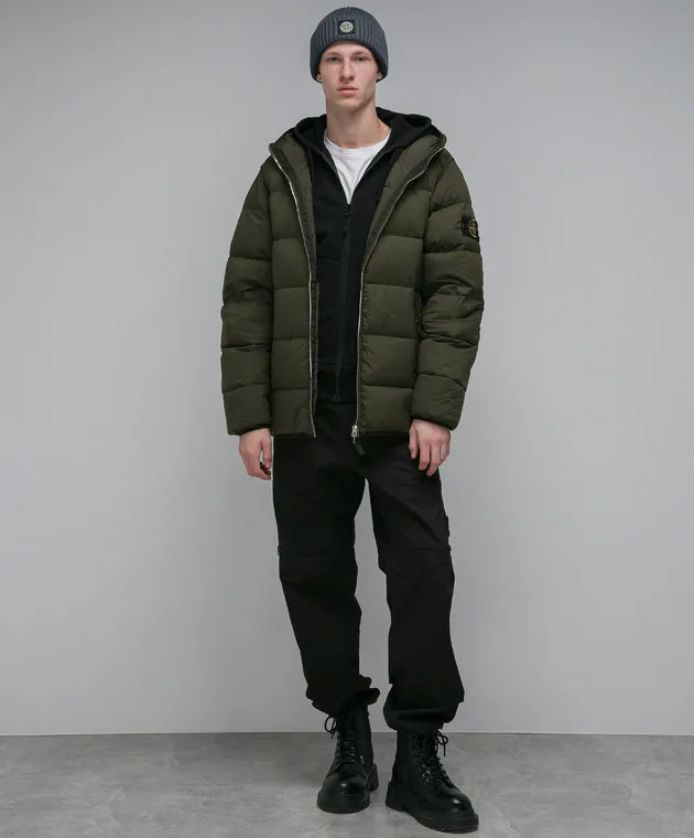 Stone Island Piumino kaki con logo 791543728