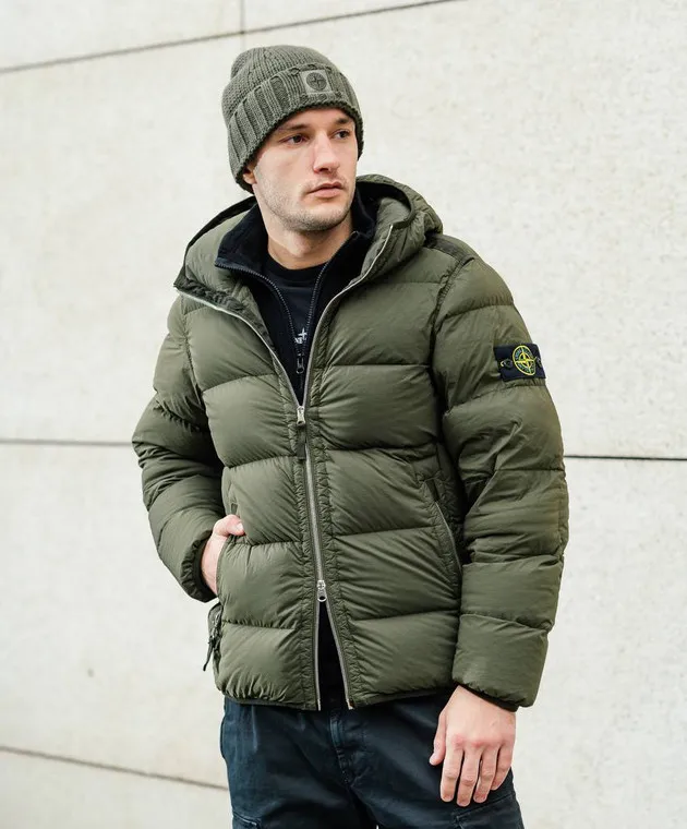 Stone Island Piumino kaki con logo 791543728