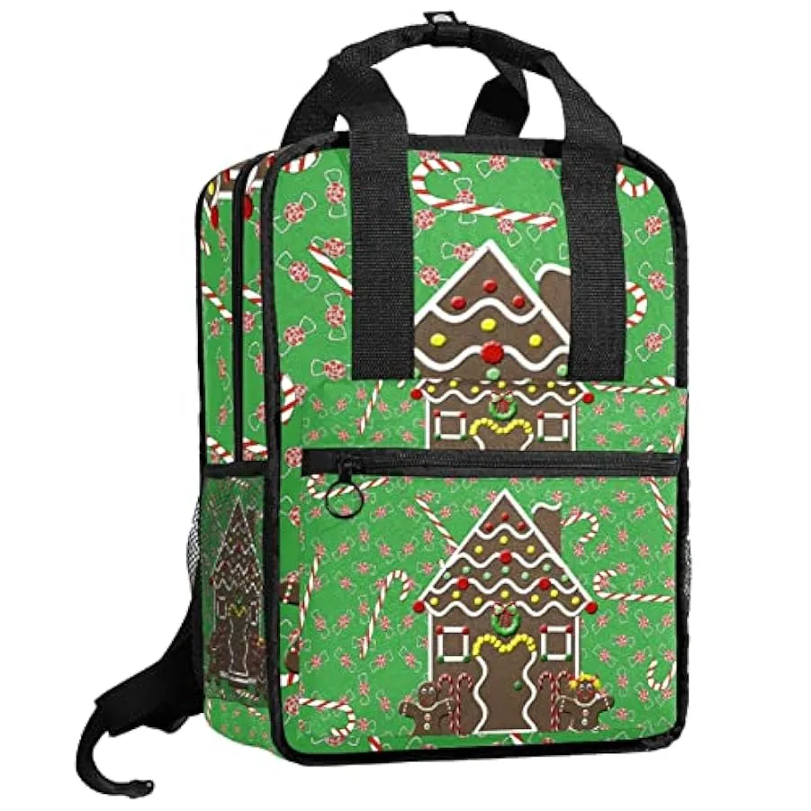 suojapuku Zaino casual per uomo e donna Zaino classico di base,simpatica casa dei biscotti di natale,Zaino universitario piccolo