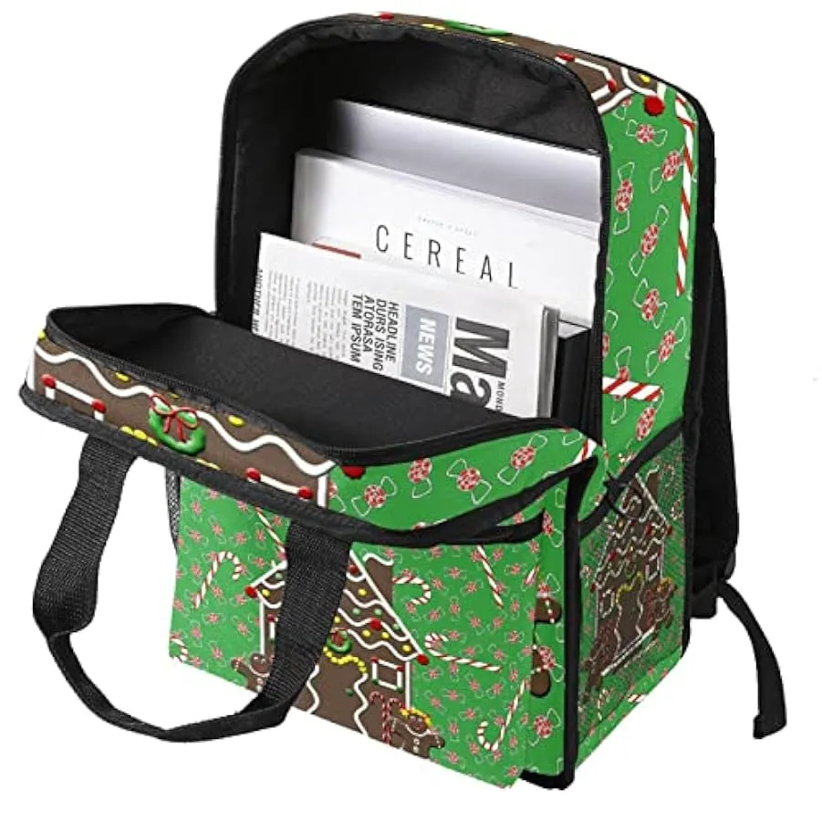 suojapuku Zaino casual per uomo e donna Zaino classico di base,simpatica casa dei biscotti di natale,Zaino universitario piccolo