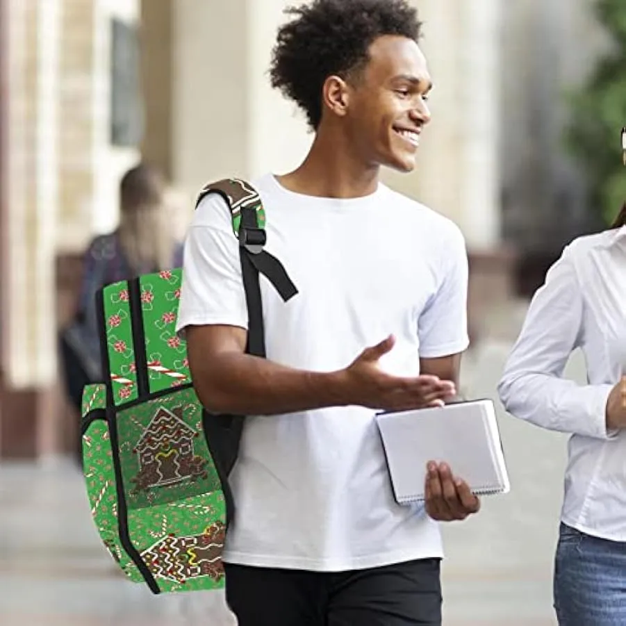 suojapuku Zaino casual per uomo e donna Zaino classico di base,simpatica casa dei biscotti di natale,Zaino universitario piccolo