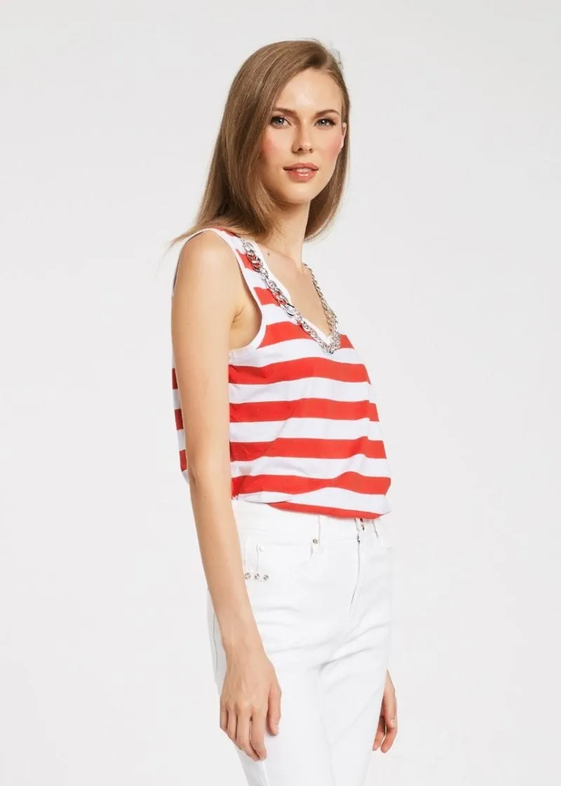 T-shirt senza maniche a righe