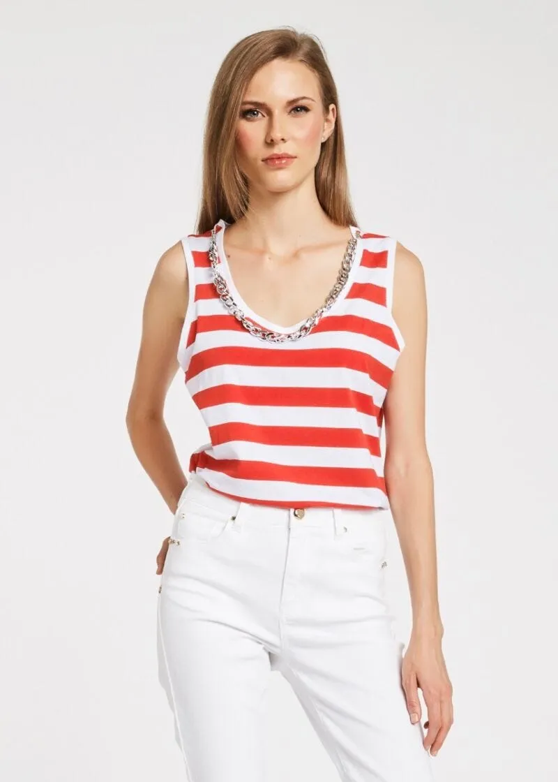 T-shirt senza maniche a righe