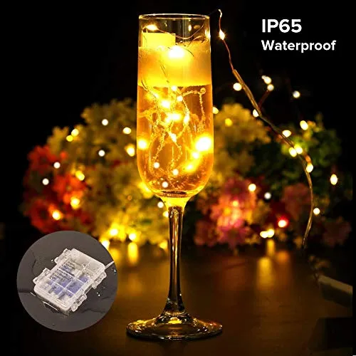 TOPYIYI Catena Luminosa Esterno【2 Pezzi】, 12M 120LED Stringhe Luci LED a Batteria, Luci Natale Impermeabile, Luci da Esterno e I