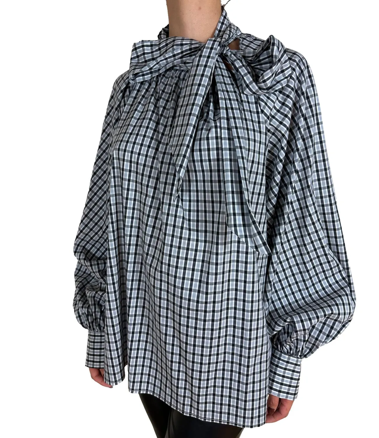 VICOLO Vicolo camicia quadri bianco/nero donna
