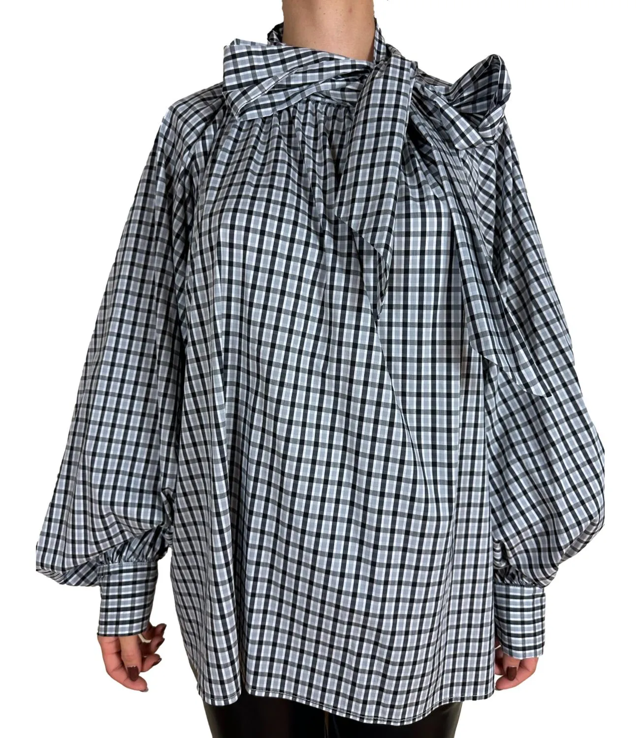 VICOLO Vicolo camicia quadri bianco/nero donna
