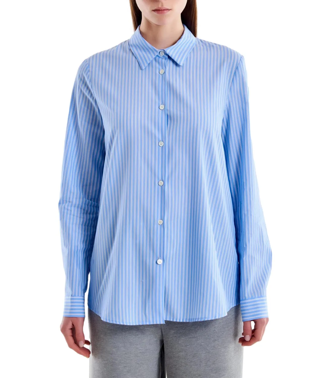 VICOLO Vicolo camicia riga sottile azzurro donna