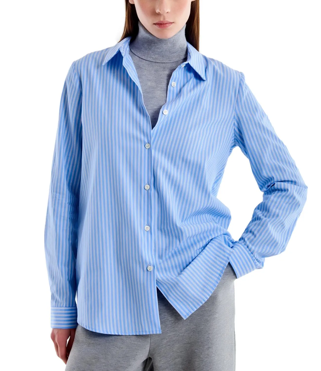 VICOLO Vicolo camicia riga sottile azzurro donna