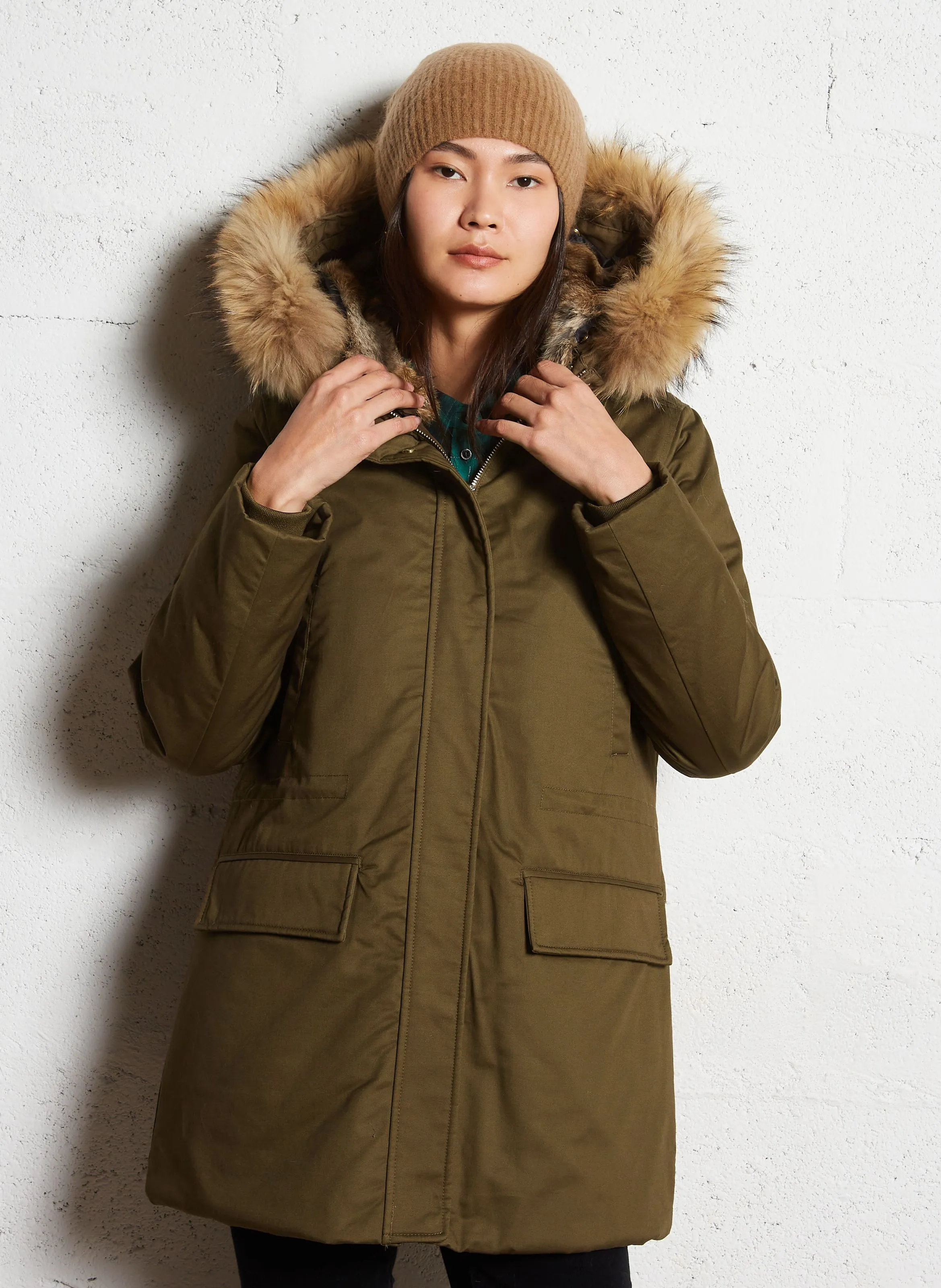  ZAPA   PARSON - Parka a collo alto in misto cotone | Kaki