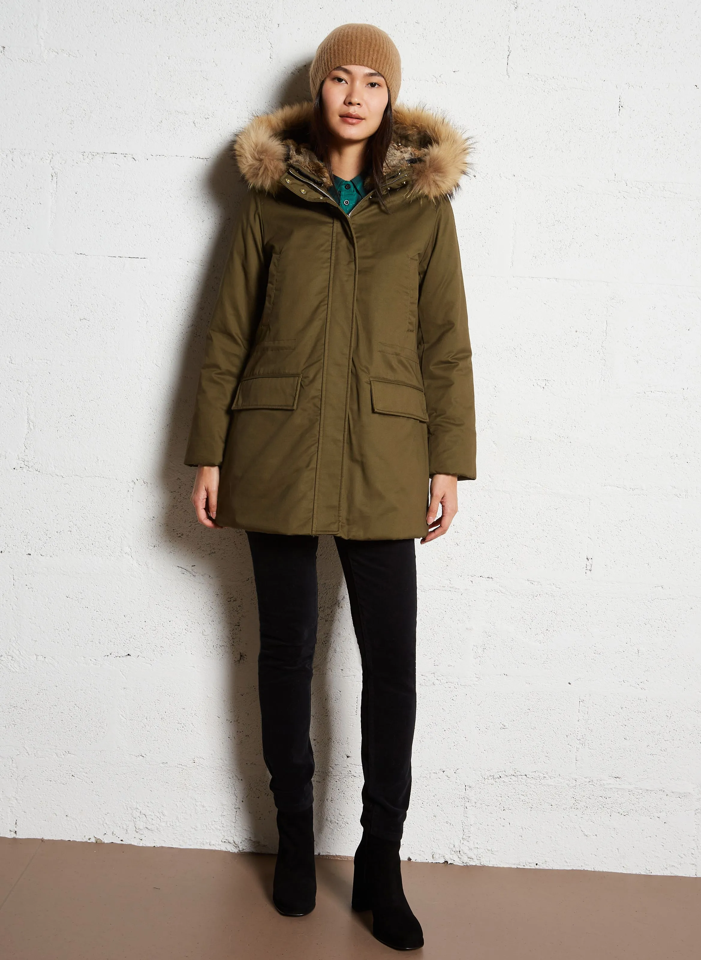  ZAPA   PARSON - Parka a collo alto in misto cotone | Kaki